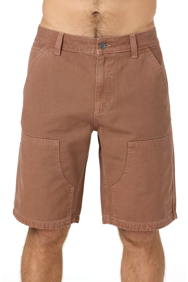 OG Double Knee Cotton Canvas Carpenter Shorts, Main, color, CAROB BROWN