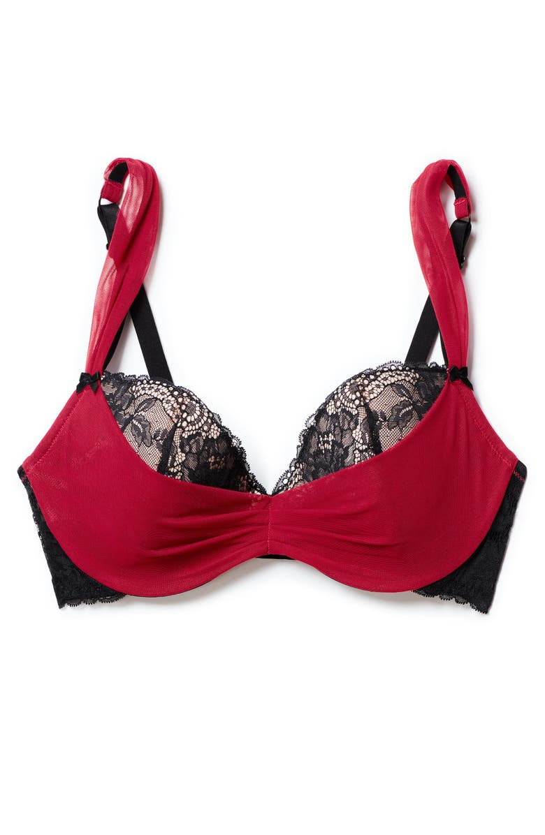 Adore Me Clairabella Contour Demi Bra, Alternate, color, Dark Red