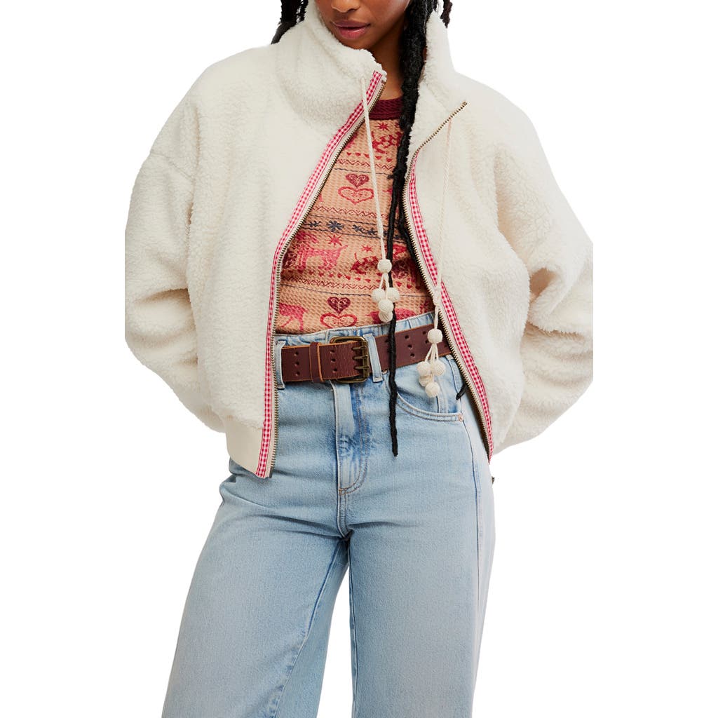 Free People Alpine High Pile Fleece Sweater In White