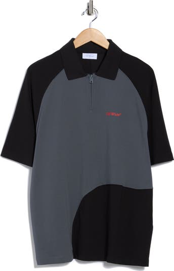 Logo Print Quarter Zip Golf Polo