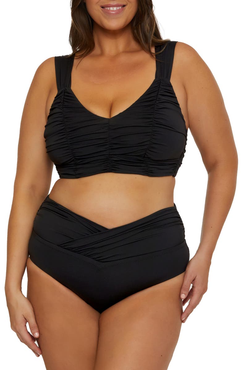 Becca Etc. Marble Canyon High Waist Bikini Bottoms, Alternate, color, Black