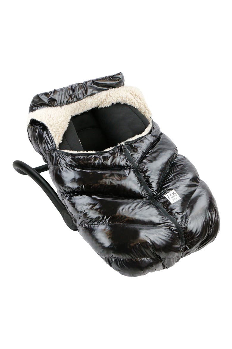Fleece Lined Water Resistant Car Seat Cocoon, Alternate, color, BLACK POLAR