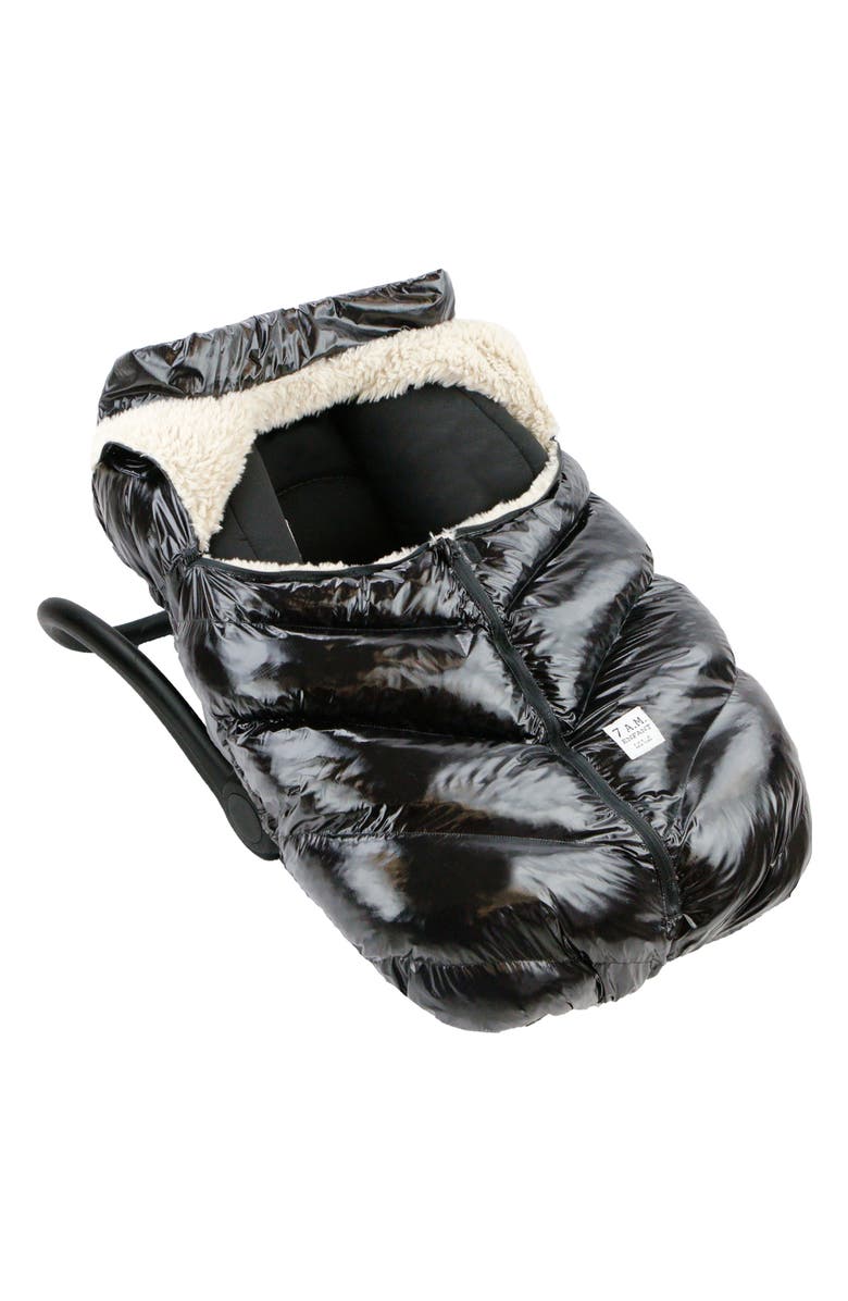 7 A.M. Enfant Fleece Lined Water Resistant Car Seat Cocoon, Alternate, color, Black Polar