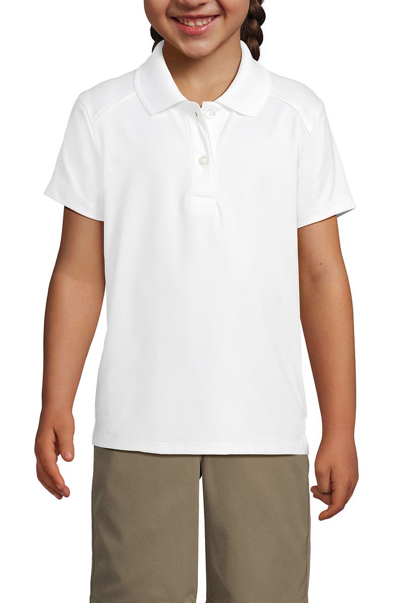 Lands' End School Uniform Girls Short Sleeve Feminine Fit Rapid Dry Polo Shirt, Main, color, White
