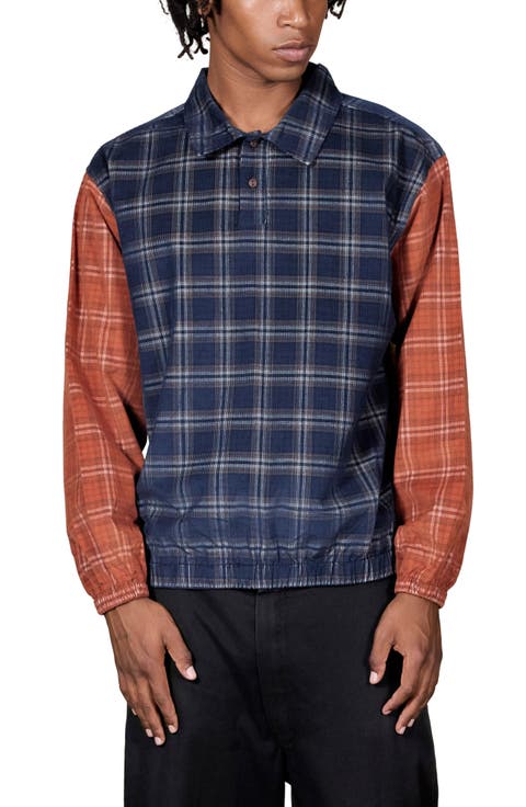 Colorblock Check Cotton Corduroy Shirt