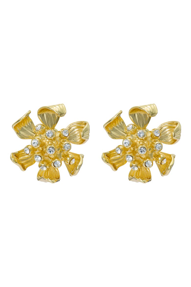 Futura Furled Flower Stud Earrings, Main, color, METALLIC GOLD