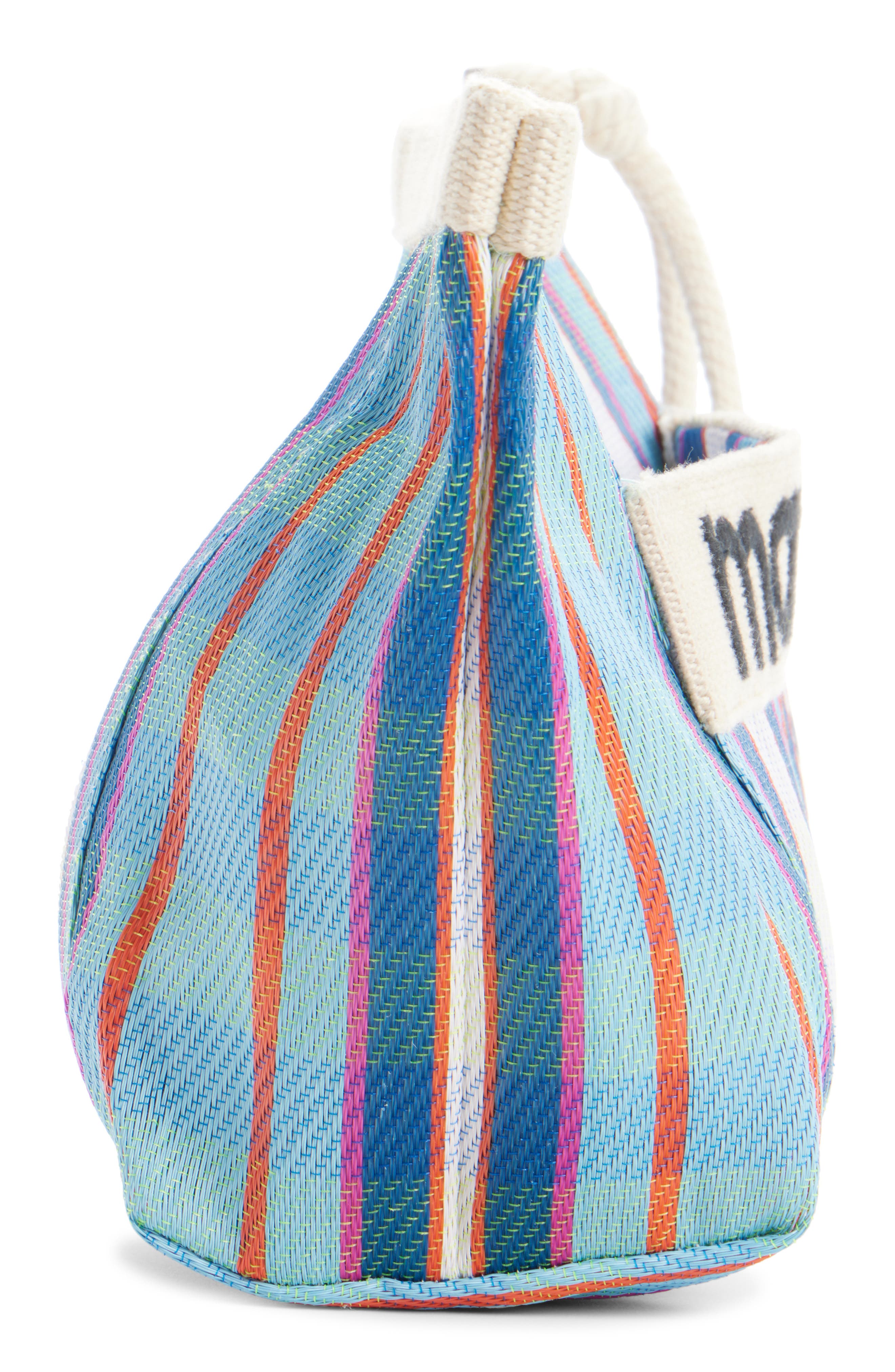Isabel Marant Powden Stripe Nylon Pouch, Alternate, color, Turquoise/ Chalk