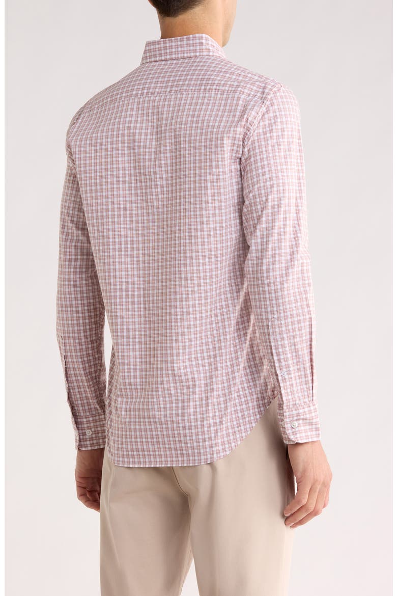 Tigertail Plaid Slim Fit Button Front Shirt, Alternate, color, RUST MINI CHECK
