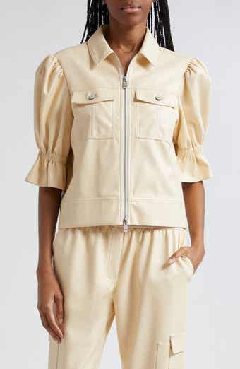 Holly Ruffle Faux Leather Jacket