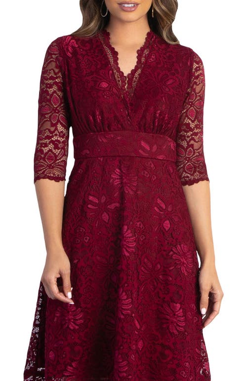 Kiyonna Mademoiselle A-line Lace Cocktail Dress In Pinot Noir