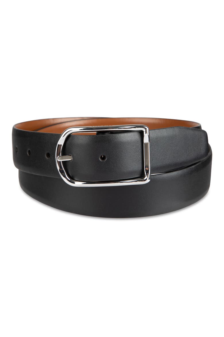 Black & Tan Reversible Leather Belt, Main, color, BLACK/ TAN