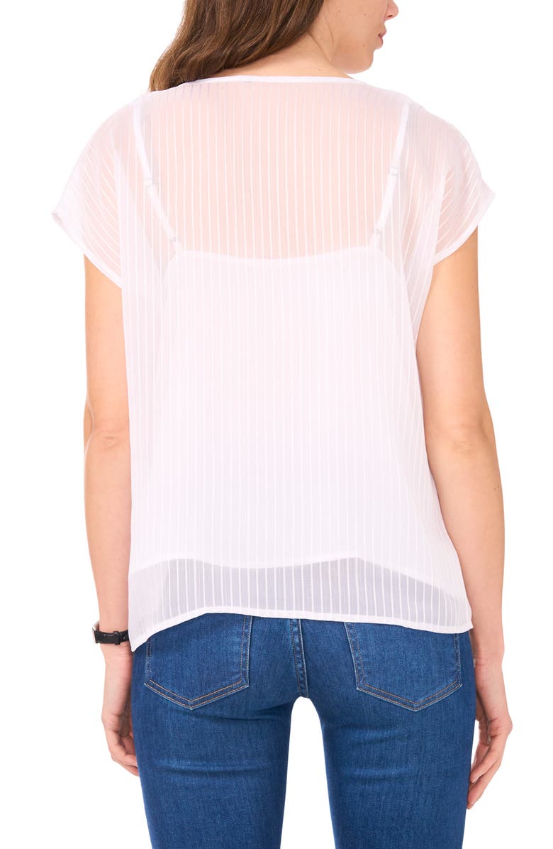 Halogen<sup>®</sup> Sheer Stripe Popover Top, Alternate, color, Bright White