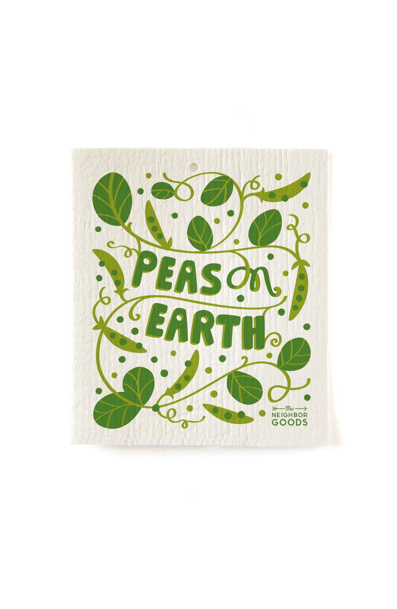 The Neighborgoods Peas Dish Towel + Sponge Cloth Gift Set, Alternate, color, Green