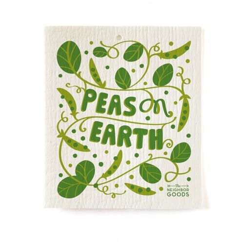The Neighborgoods Peas Dish Towel + Sponge Cloth Gift Set In Multi