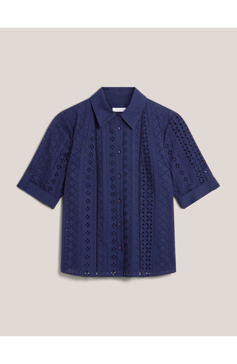 HOBBS LONDON Cristie Short Sleeve Loose Fit Shirt, Alternate, color, True Navy
