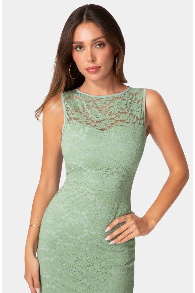 Illusion Lace Sleeveless Maxi Dress, Alternate, color, SAGE