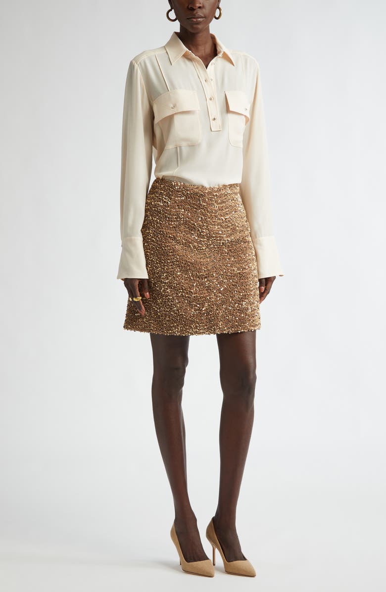 ST. JOHN Paillette Embroidered Velvet Miniskirt, Alternate, color,