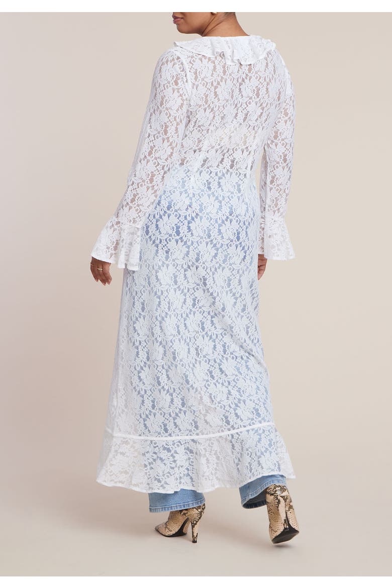 Lace Ruffle Duster, Alternate, color, WHITE