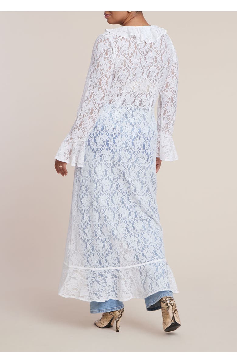 ELOQUII Lace Ruffle Duster, Alternate, color, White