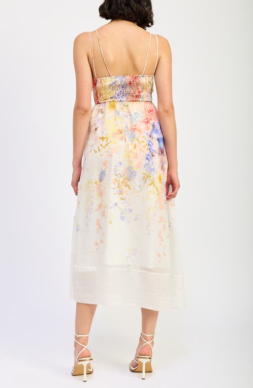 EN SAISON EN SAISON TAYLORANN FLORAL TIE STRAP MIDI DRESS