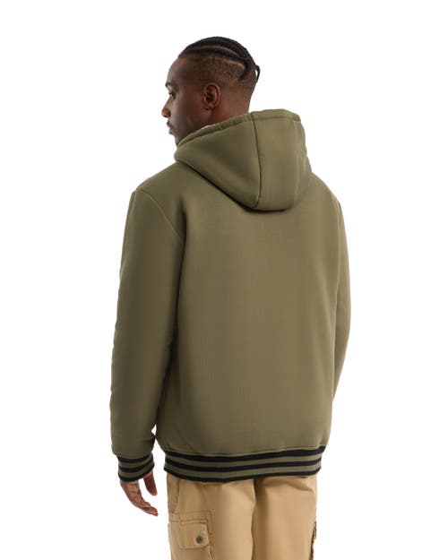 Ecko Unltd Reknown Faux Shearling Varsity Jacket In Olive