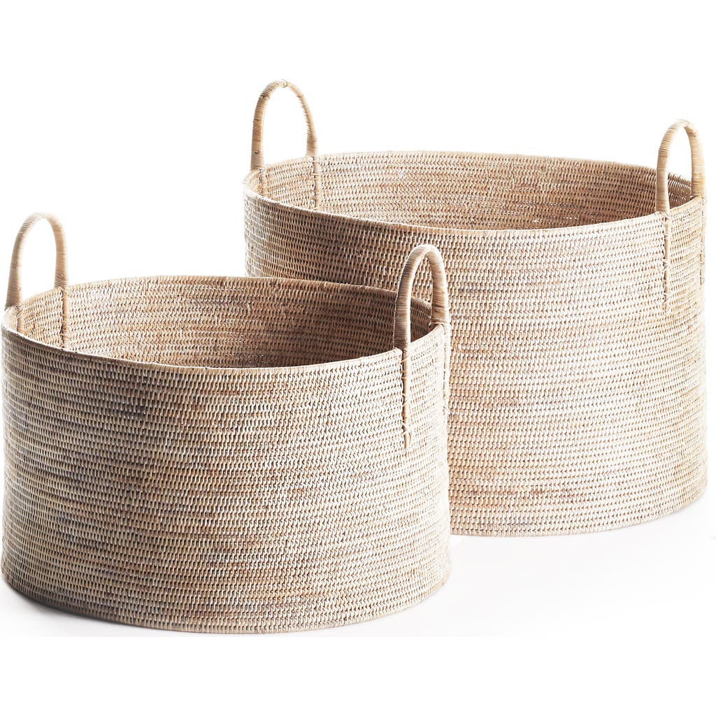 Napa Home & Garden Burma Rattan Hampers With Handles, Set Of 2 In Neutral