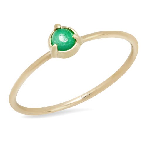 Elliot Young "claw" 14k Gold 3 Prong Stackable Ring In Green