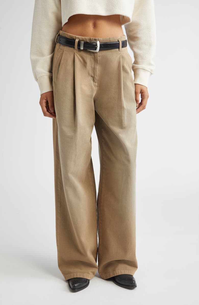 Golden Goose Journey Hollywood Waist Twill Wide Leg Pants, Main, color, Pale Khaki