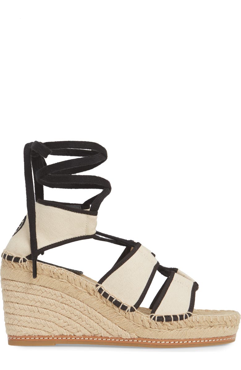 Tory Burch Ankle Tie Wedge Espadrille, Alternate, color,