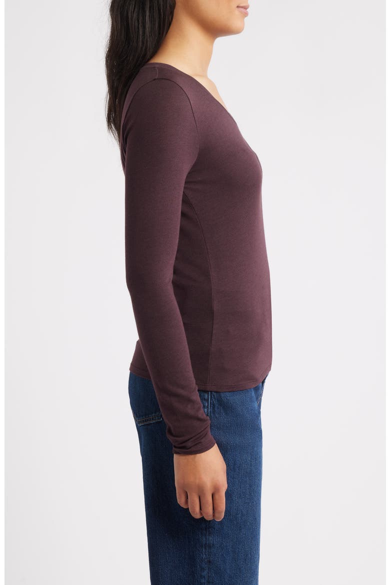 V-Neck Long Sleeve T-Shirt, Alternate, color, CASSIS