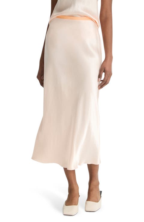 Contrast Waistband Satin Skirt