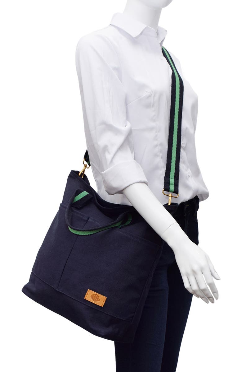 New Amsterdam Leatherworks Ayla Canvas Tote, Alternate, color, Midnight/ Kelly