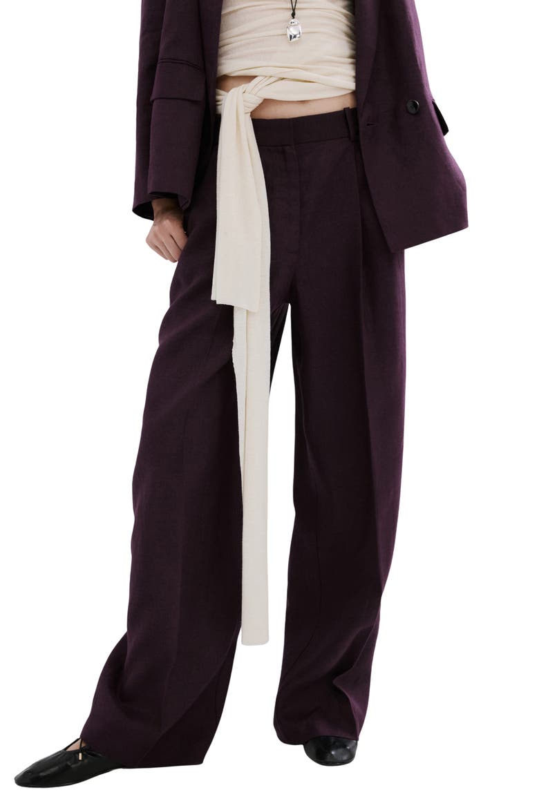 Linen Straight Leg Suit Pants, Main, color, PURPLE