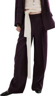 MANGO Linen Straight Leg Suit Pants