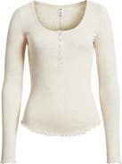 BP. Cotton Blend Pointelle Henley Top