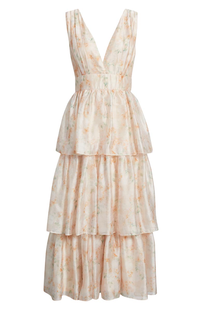 Lulus Vallia Tiered Maxi Dress, Alternate, color, Blush Floral