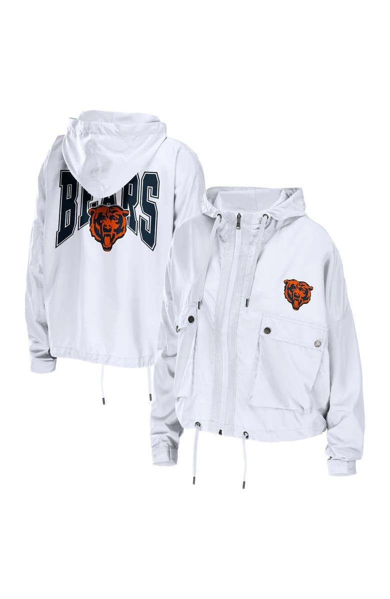WEAR by Erin Andrews Women's WEAR by Erin Andrews White Chicago Bears Full-Zip Lightweight Windbreaker, Main, color, 