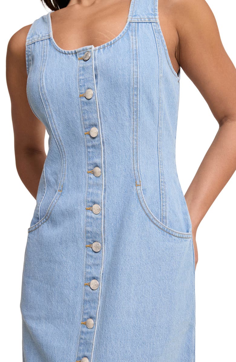 Nobody's Child Quays Denim Button-Up Midi Dress, Alternate, color, Blue