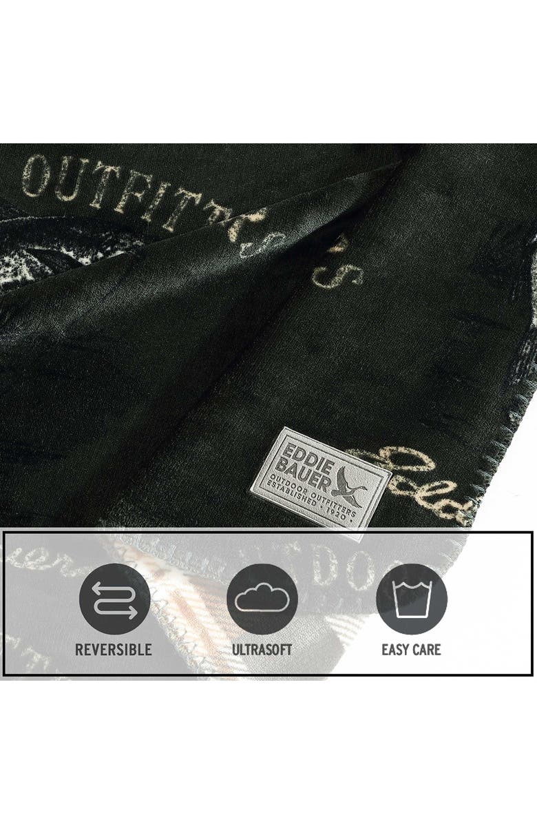 Eddie Bauer Flying Fish Reversible Flannel Blanket, Alternate, color, Black Multi