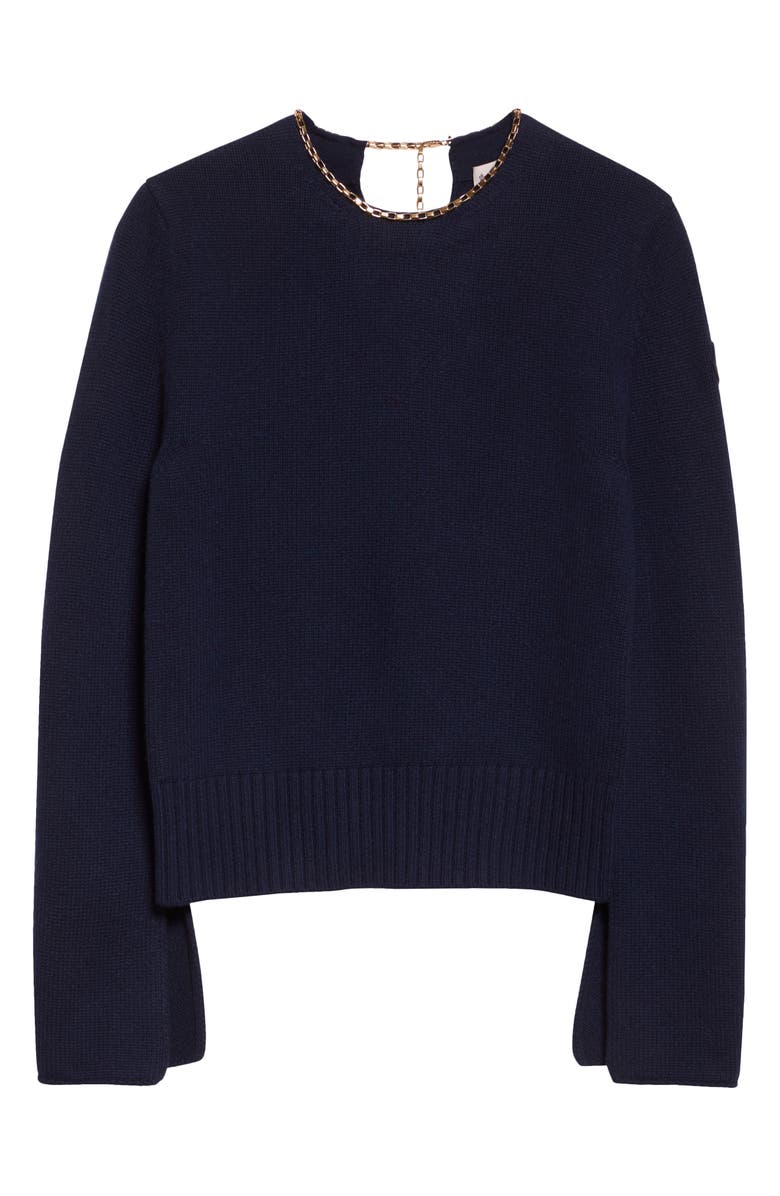 Moncler Virgin Wool & Cashmere Sweater, Alternate, color, Deep Navy