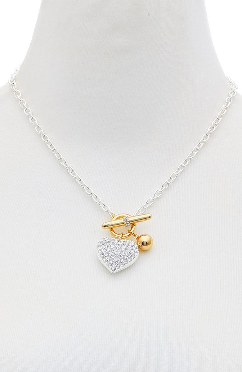 GUESS Two-Tone Crystal Toggle Pendant Necklace, Alternate, color, Two Tone