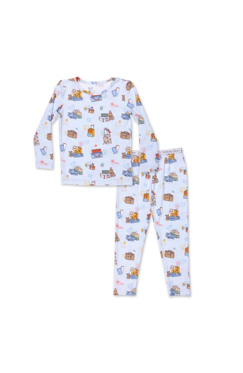 Bellabu Bear Kids' Vintage Suitcases Set of 2 Piece Pajamas, Main, color, Vintage Suitcases