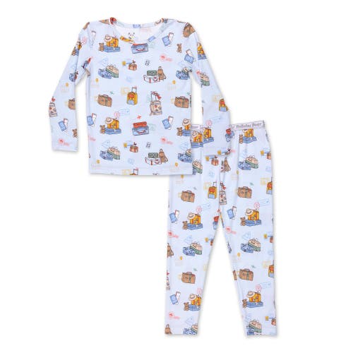 Bellabu Bear Kids' Vintage Suitcases Set Of 2 Piece Pajamas In Blue