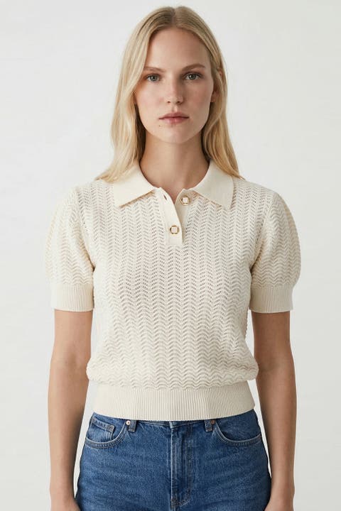 Rachael Polo Short Sleeve Knit Blouse