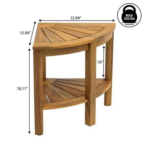 Jonathan Y Maris 18" Classic Coastal Solid Acacia Wood Indoor/outdoor Corner Shower Bench With Shelf In Brown