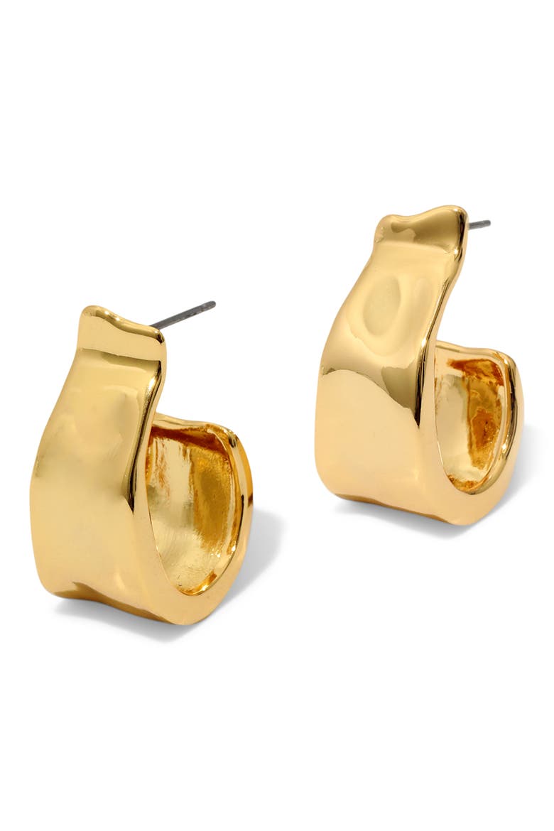 Molten Ribbon Hoop Earrings, Main, color, YELLOW GOLD
