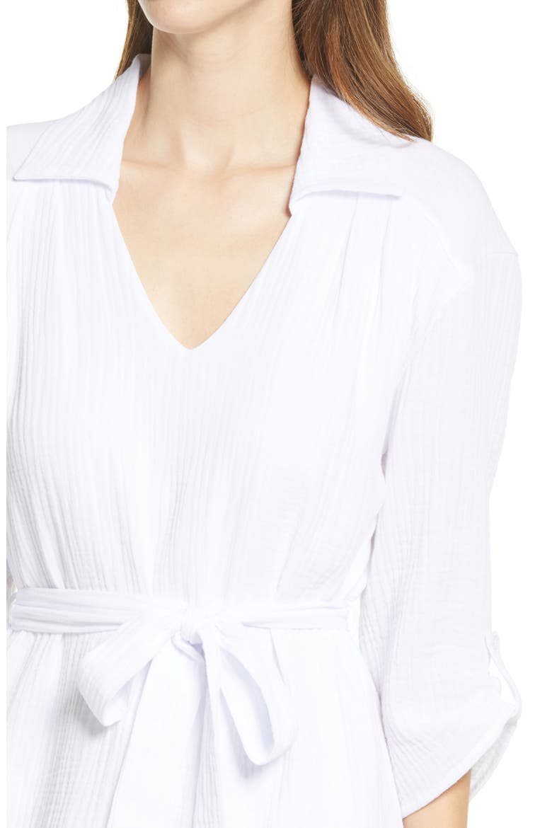 Textured Midi Shirtdress, Alternate, color, WHITE
