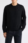 AllSaints Wolf Crewneck Distressed Sweater
