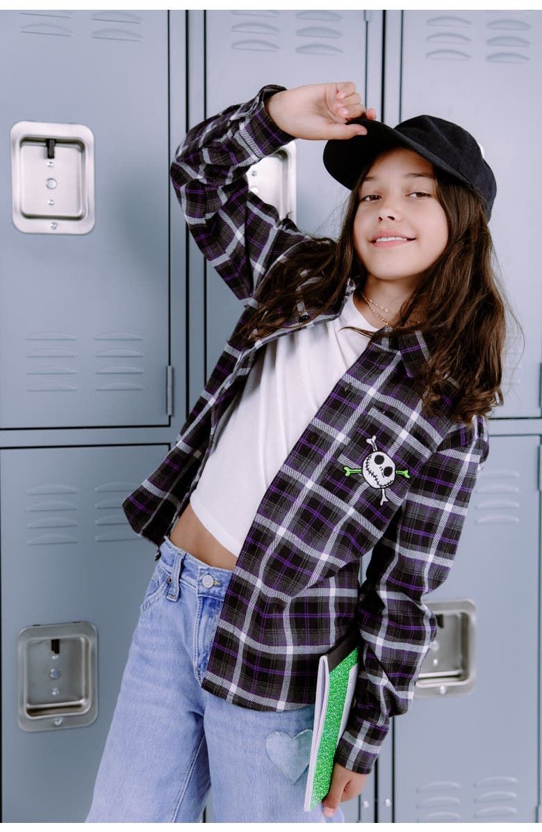 Disney Long Sleeve Button Down Shirt, Alternate, color, Jack Skellington Black Black