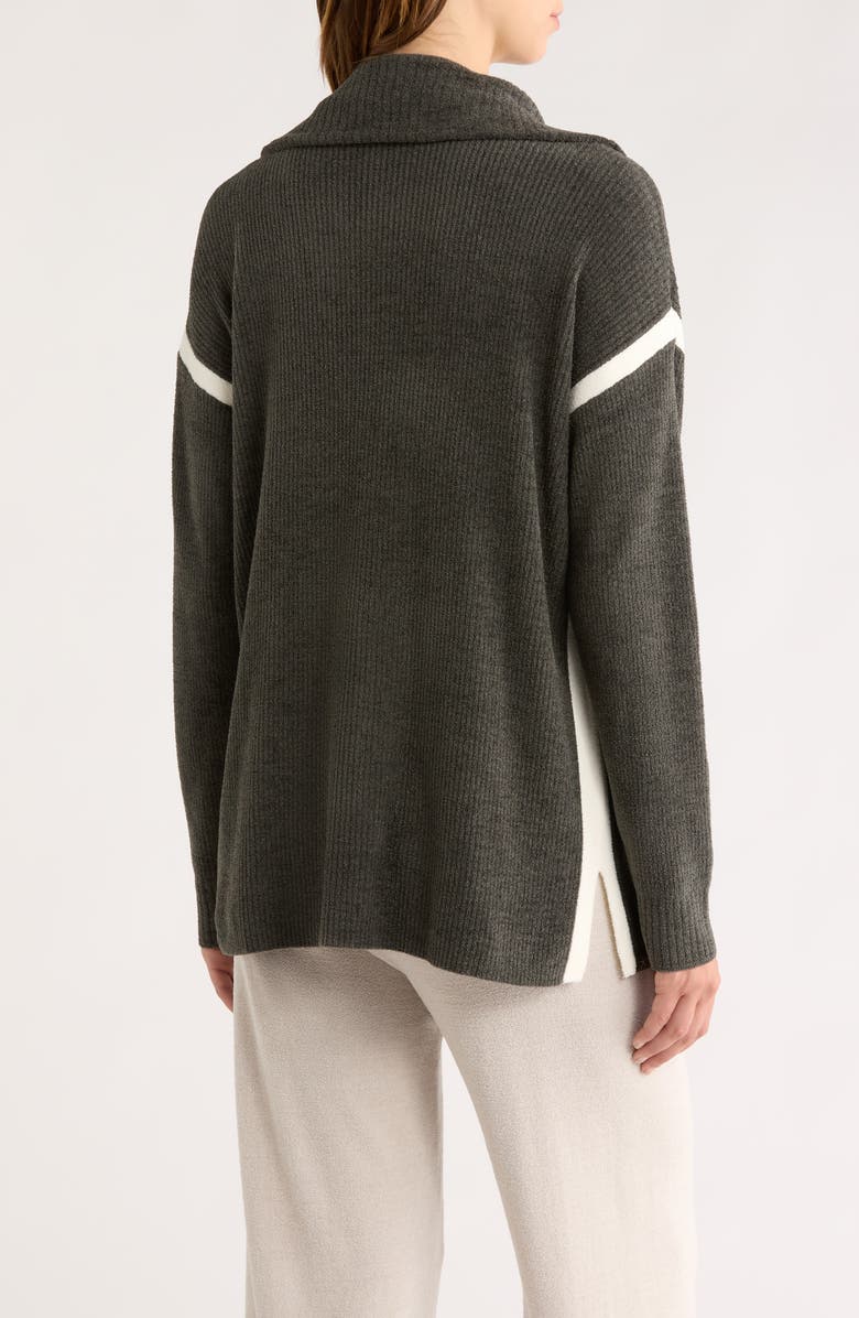 Barefoot Dreams<sup>®</sup> Stripe Half Zip Sweater, Alternate, color, Dark Moss-Pearl